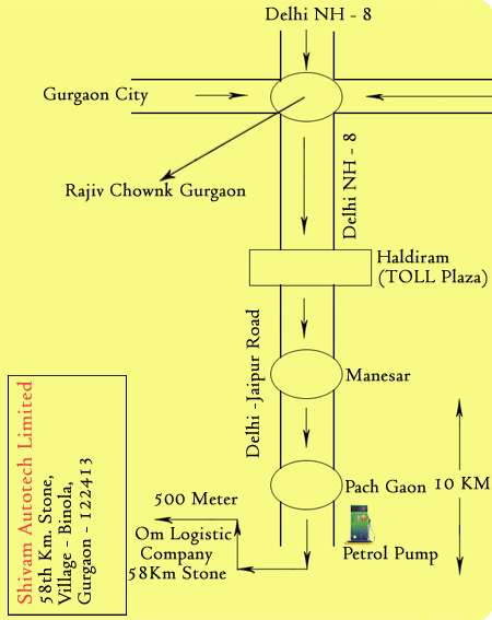 Road Map to Shivam Autotech Limited Gurgaon Plant